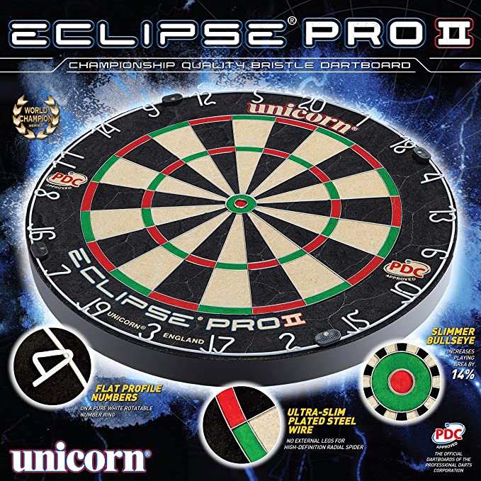 Unicorn Eclipse Pro 2 Bristle Dartboard - Box Front - Dartscheiben-Testsieger.de